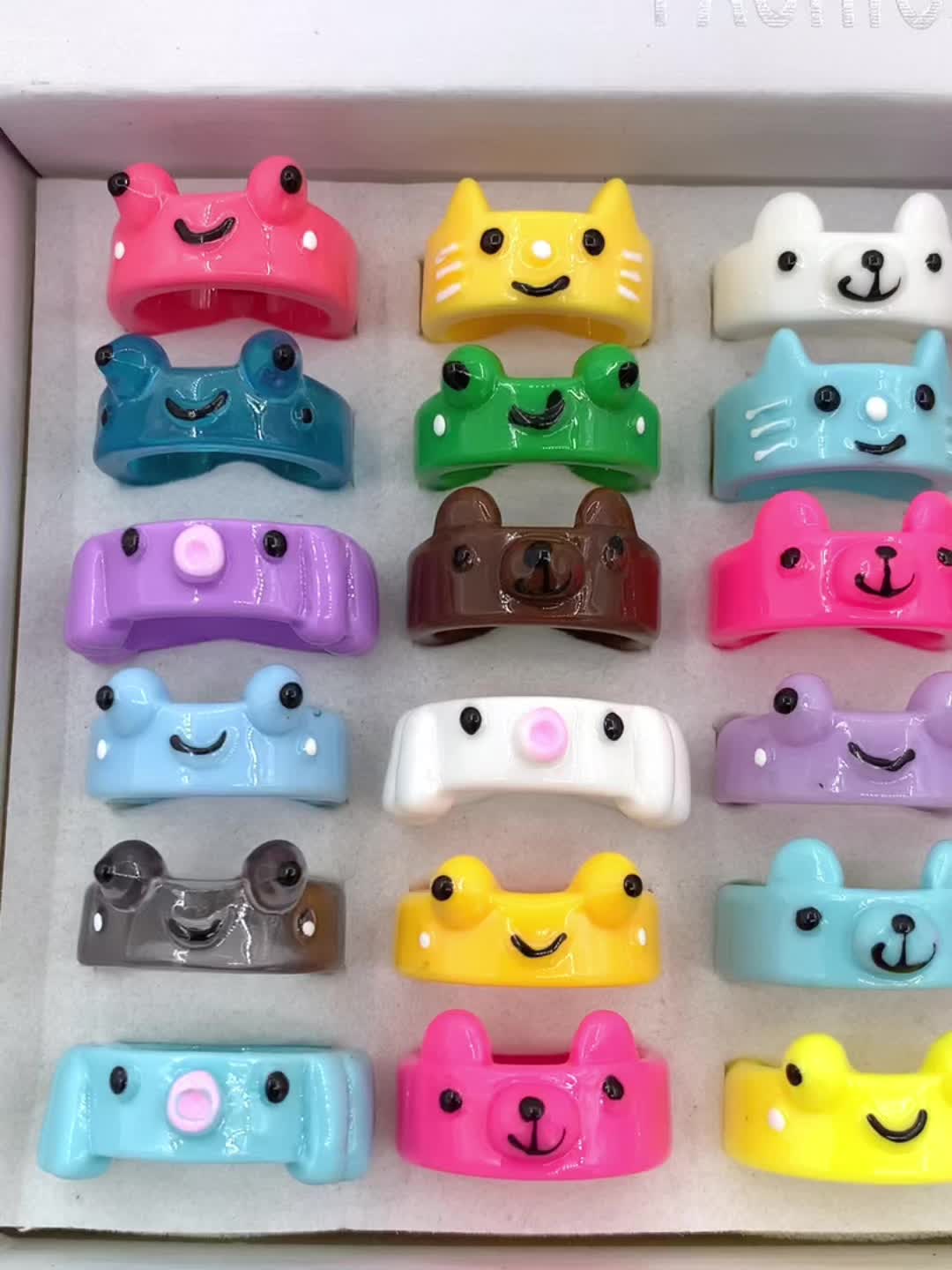 12pc Women's Cute Cartoon Small Animal Ring Set, Fun Gift
